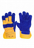 Перчатки спилковые комбинированные (Р2009) синий/желтый 1/120 Опторика (УТ5313)